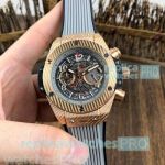 Copy Hublot Big Bang Unico Perpetual Grey Dial Rose Gold Carving Bezel Watch